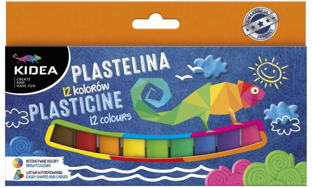 Plastelina Szkolna 12 Kolorów Dla Dzieci Miękka 3+ Kidea P12KKA