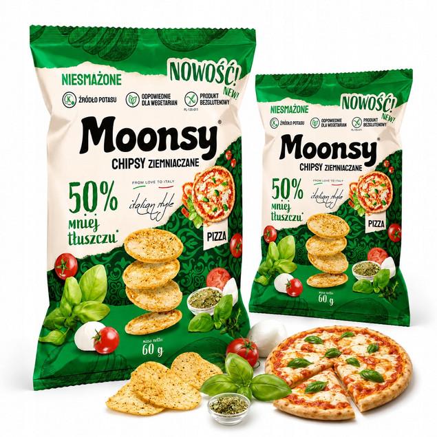 Moonsy Chipsy ziemniaczane pizza 60g x2 bezglutenowe