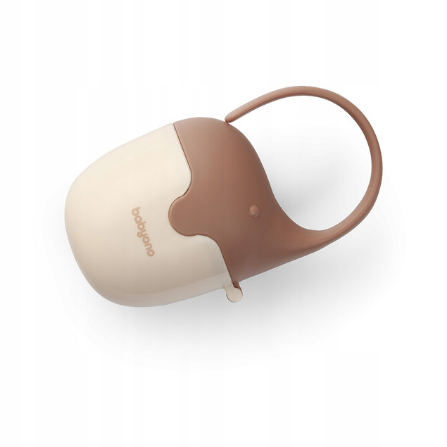 Babyono Pojemnik na Smoczek Słonik 529/04 Beżowy z Uchwytem | Higieniczny, Zamykany (BPA Free)