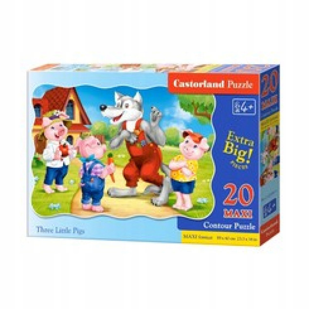 Puzzle Maxi 20 Bajka ŚWINKI TRZY Zwierzęta Wilk Chatka Obraz 4+ Castorland