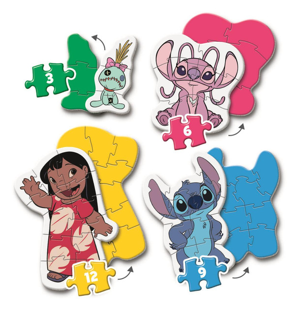 Clementoni Moje Pierwsze Puzzle Lilo Angel Stitch Disney 4w1 +2 Lata