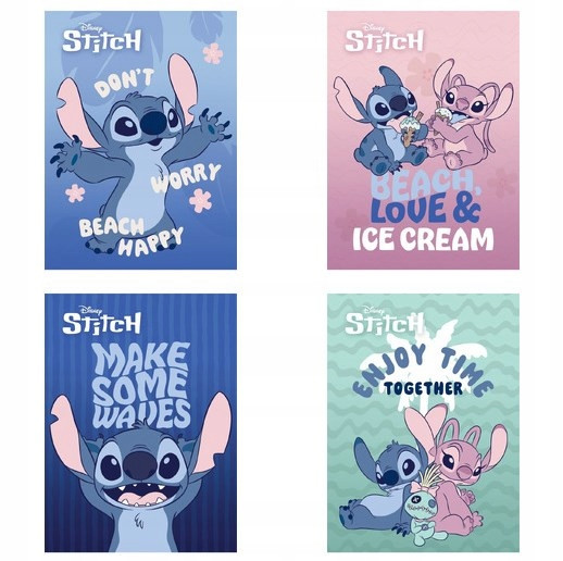 4x STITCH A5 – Zeszyt 16 kartek, kratka, 70g/m²