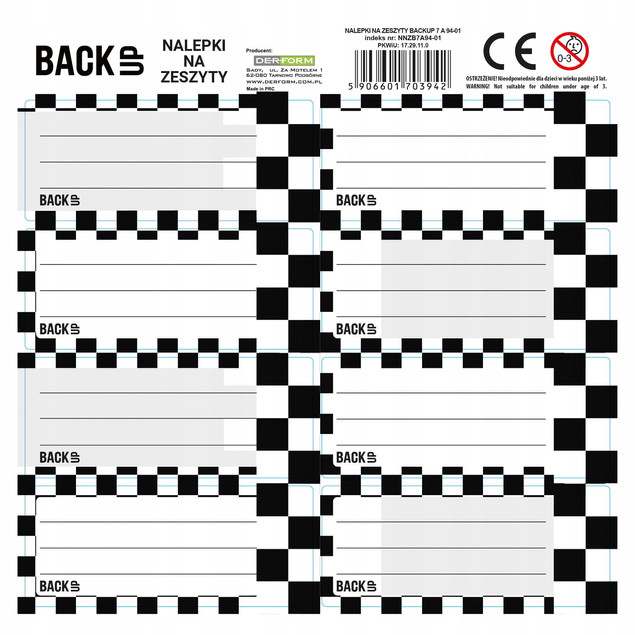 Naklejki na zeszyty nalepki dla chłopca dziewczynki młodzieżowe SZACHOWNICA