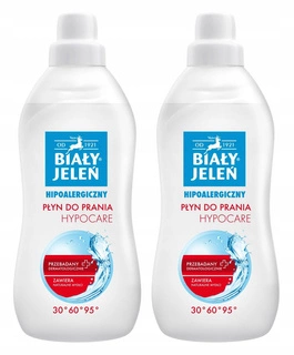 2x BIAŁY JELEŃ Płyn Do Prania HYPOCARE Do Tkanin BIAŁYCH i KOLOROWYCH 1 L