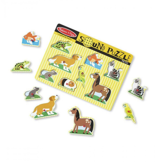 ZWIERZĘTA Drewniane Puzzle dźwiękowe MELISSA 10730