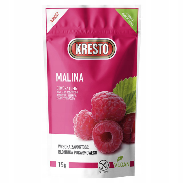 Liofilizowane maliny 15 g × 3 – Kresto