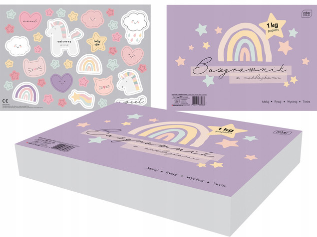 Blok Rysunkowy A4 Interdruk Sweet 200 Kartek 80g/m² z Naklejkami dla Dzieci