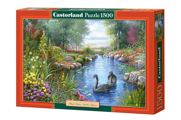 Puzzle 1500 Układanka Krajobraz CZARNE ŁABĘDZIE Rzeka Las 9+ Castorland