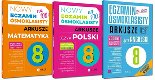 3x EGZAMIN ÓSMOKLASISTY ARKUSZE MATEMATYKA POLSKI ANGIELSKI