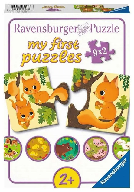 RAVENSBURGER Moje pierwsze puzzle Zwierzęta i młode 9x2 elementy