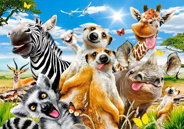 Puzzle 500 Układanka Safari Afryka ZWIERZĘTA Zebra Selfie 9+ Castorland