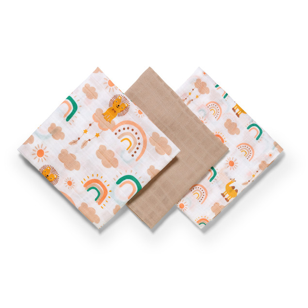 BABYONO Pieluchy Pieluszki MUŚLINOWE 10% Bawełna 70x70cm 3szt. 348/08