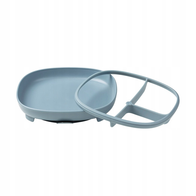 B.box Talerzyk Silikonowy z Przyssawką 2w1 Trójdzielny Błękitny