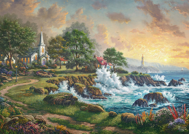 Puzzle Schmidt Spiele 1000 el. Thomas Kinkade: Nadmorski Krajobraz Premium