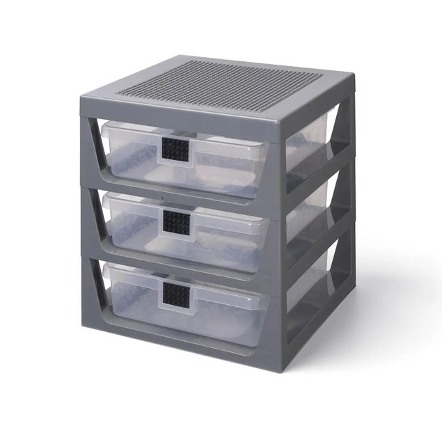 LEGO Regał Sorter na Klocki z 3 Szufladami i Płytką Szary