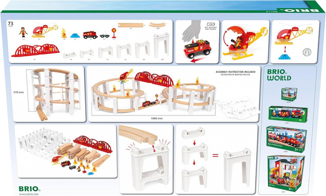BRIO World Duża Kolejka Drewniana Mega Spirala Straż Pożarna 73el