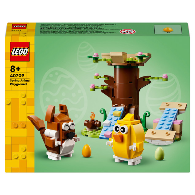 LEGO 40709 Wiosenny Plac Zabaw dla Zwierzątek: Wiewiórka, Ptak i Pisanki