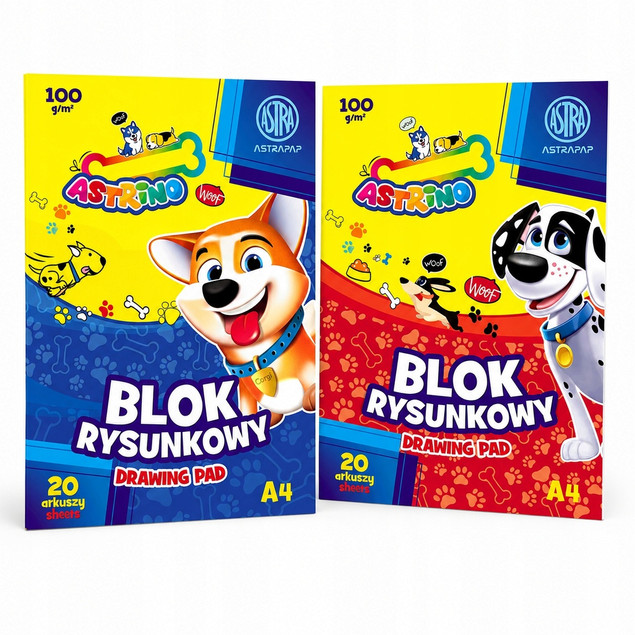 Blok rysunkowy Astrino A4 100g 20 arkuszy biały papier do malowania x2
