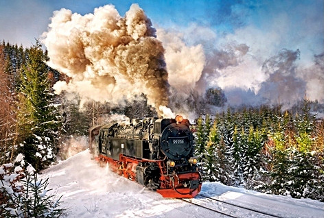 PUZZLE POCIĄG PAROWÓZ ZIMA LAS 9+ 1000 EL CASTOR