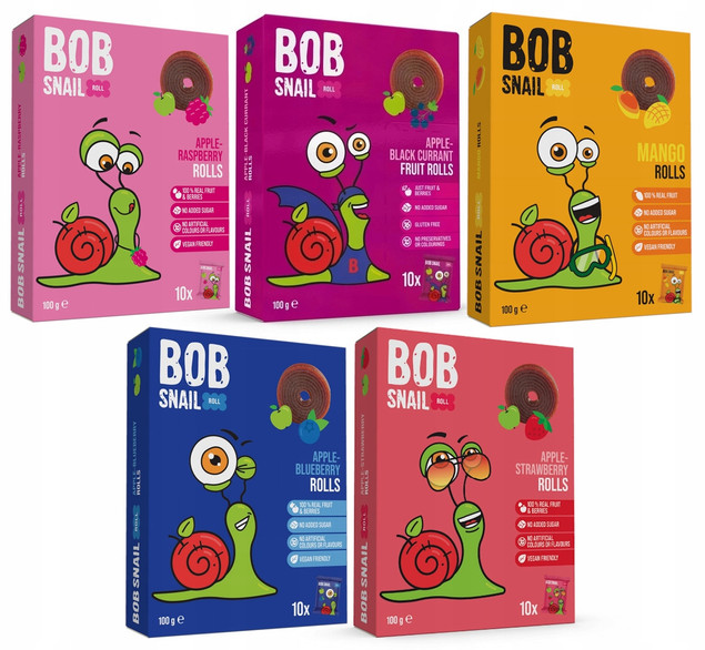 Rollsy Owocowe Mix Smaków Bob Snail Zestaw 5x100g