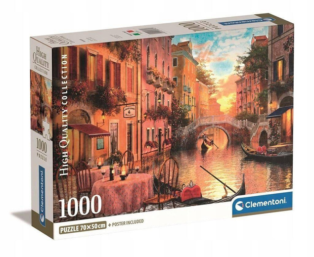 Puzzle 1000 El. HQ Wenecja Kawiarnia Kanał Łódka 14+ Clementoni