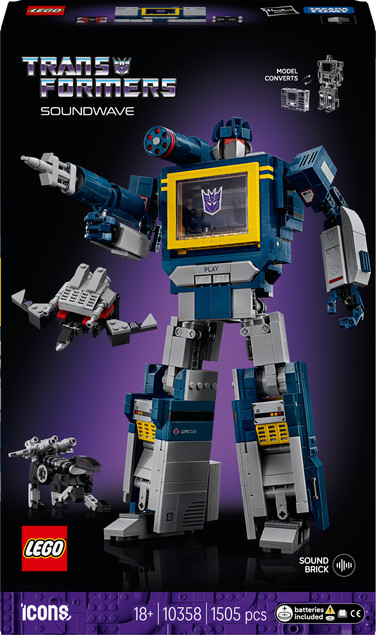 LEGO Icons 10358 Transformers: Soundwave – Model Kolekcjonerski z Transformacją i Dźwiękiem
