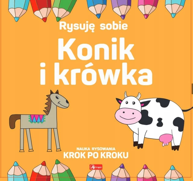 Konik i krówka do narysowania