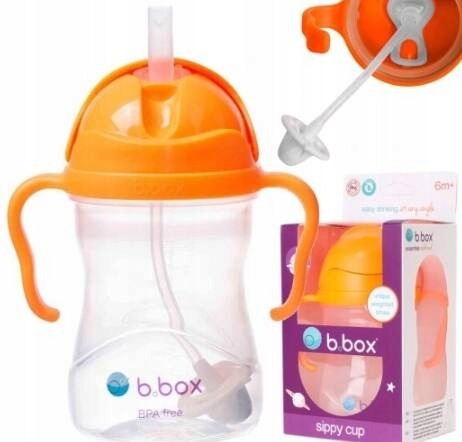 BIDON B.BOX 240 ml KUBEK Pojnik BUTELKA Dla Dzieci POMARAŃCZOWY + 3x Słomka