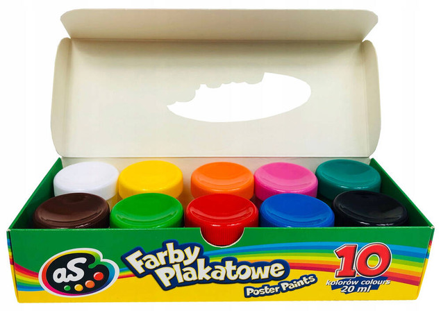 Farby plakatowe szkolne 10 kolorów 20ml Astra