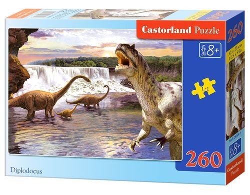 Puzzle 260 Układanka Dla Dzieci DINOZAUR Diplodoki Tyranozaur 8+ Castor