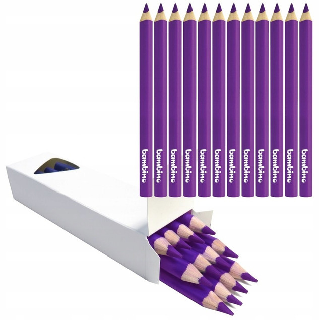 Kredki Trójkątne Grube FIOLETOWE op. 12 Sztuk Bambino