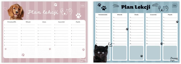 Plan lekcji A4 tygodniowy plan zajęć dla dzieci PUPPY dziewczęcy Interdruk_4