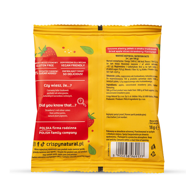 Chipsy jabłkowo‑truskawkowe 18 g x2 – Crispy Natural