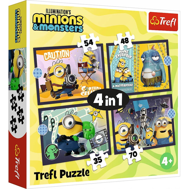 Puzzle Trefl 207 elementów Puzzle 4w1 Nowe przygody Minionków