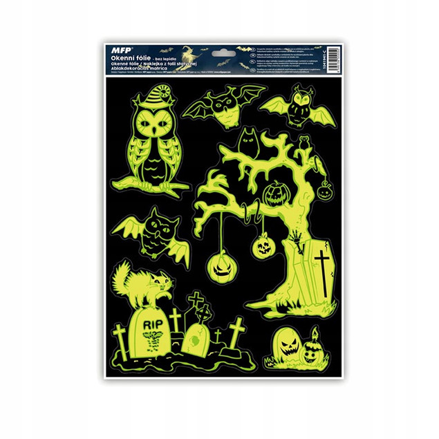NAKLEJKA OKIENNA HALLOWEEN FLUO NA SZYBĘ MIX 1szt.