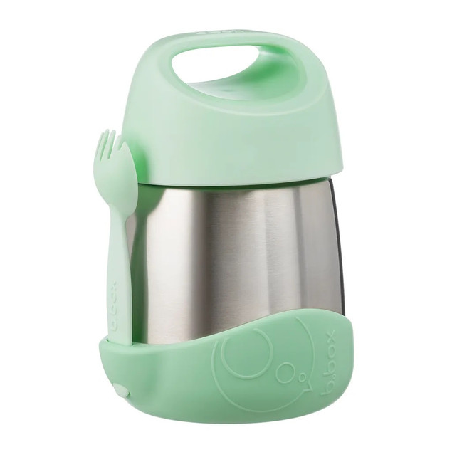 B.box Termos Obiadowy dla Dzieci 335 ml Spearmint z Widelcem-Łyżeczką