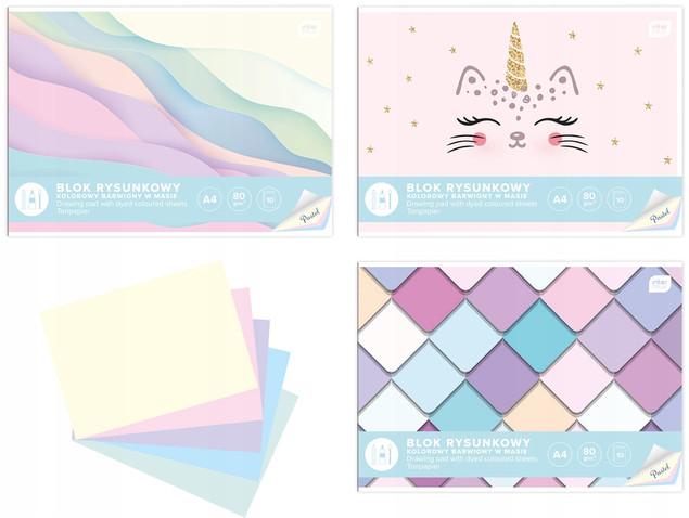 Interdruk blok rysunkowy kolorowy A4 pastelowy