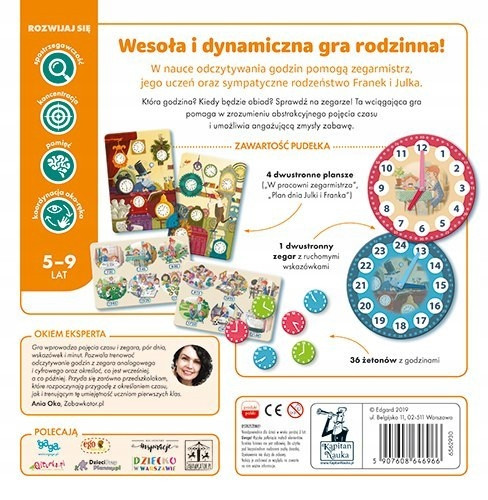 Zegar Gra Edukacyjna Zrozumienie Pojęcia Czasu 5+ Kapitan Nauka