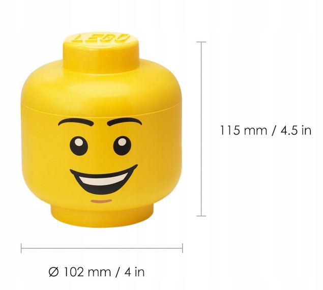 LEGO Pojemnik Mini Głowa Zombie Girl Szara 0.36L 11.5cm