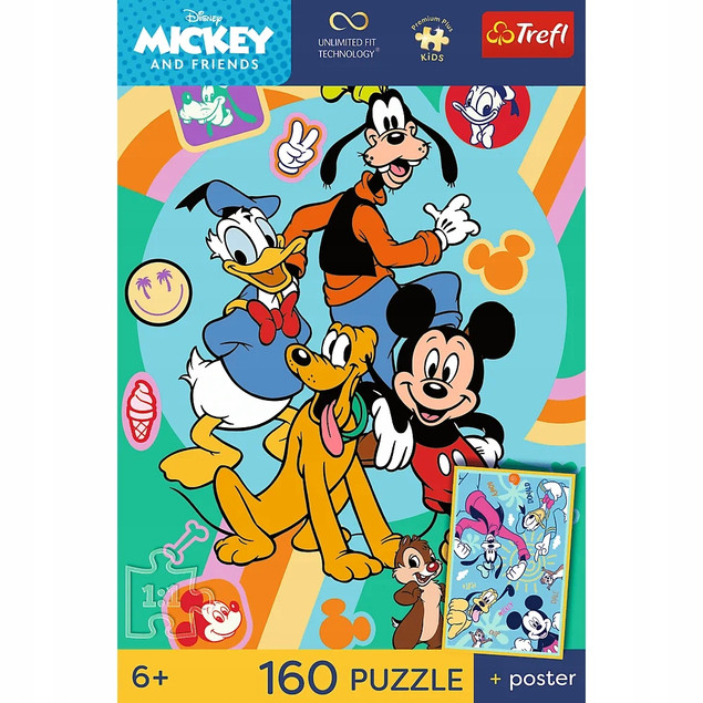 Puzzle Trefl 160 el. Mysia Godzina Myszka Miki + Plakat