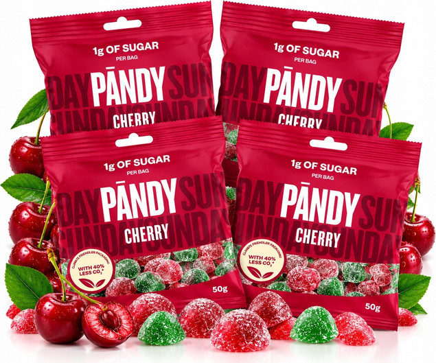 PANDY Cherry Żelki Bez Cukru Wiśniowe 50g x4