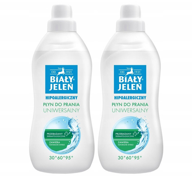 PŁYN DO PRANIA Uniwersalny Hipoalergiczny BIAŁY JELEŃ 1l x2