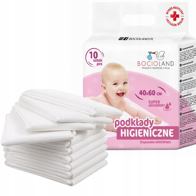 Podkłady Higieniczne do Przewijania Chłonne 60x40 10szt Bocioland