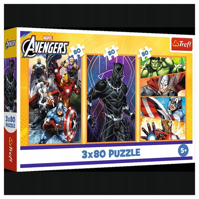 Puzzle Trefl Avengers Dni pełne akcji + 3x80 el.