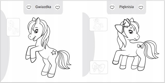 Malowanie-doklejanie. Kucyki