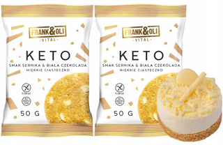 FRANK&OLI Ciastko Miękkie Keto SERNIK BIAŁA CZEKOLADA Bez Cukru 50g x2