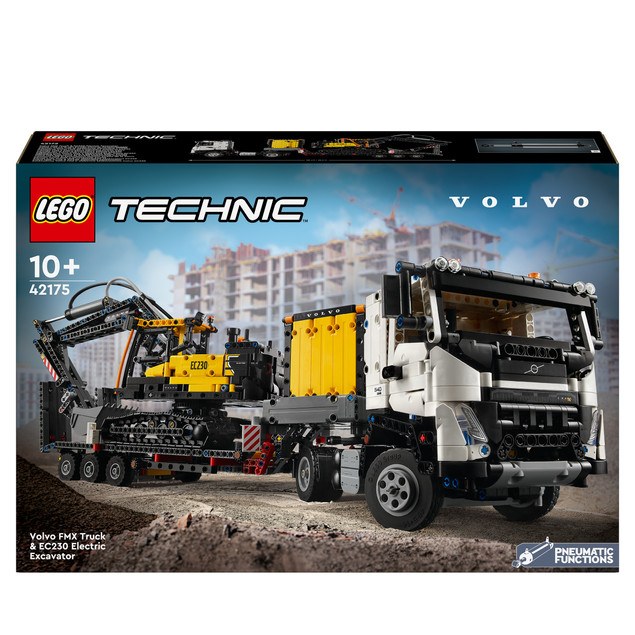 LEGO Technic 42175 Ciężarówka Volvo FMX i Koparka EC230 Electric | Realistyczny Zestaw Budowlany
