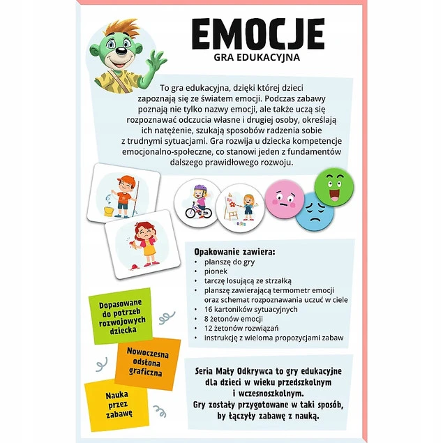 Gra planszowa Emocje Mały odkrywca gra edukacyjna Trefl Rodzina Treflików Trefl_3