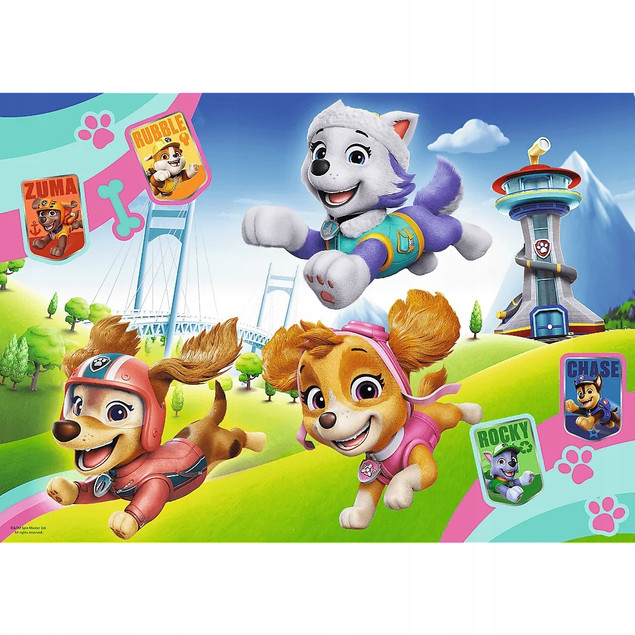 Puzzle 100 elementów Psi Patrol Brokatowe Błyszczące psiaki Trefl 14835