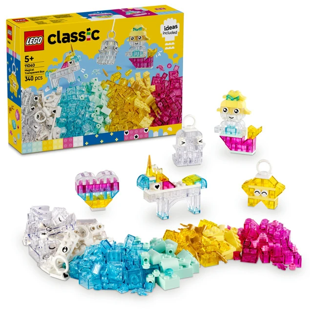 LEGO Classic 11040 Magiczne przezroczyste pudełko – Zabawa z przezroczystymi klockami